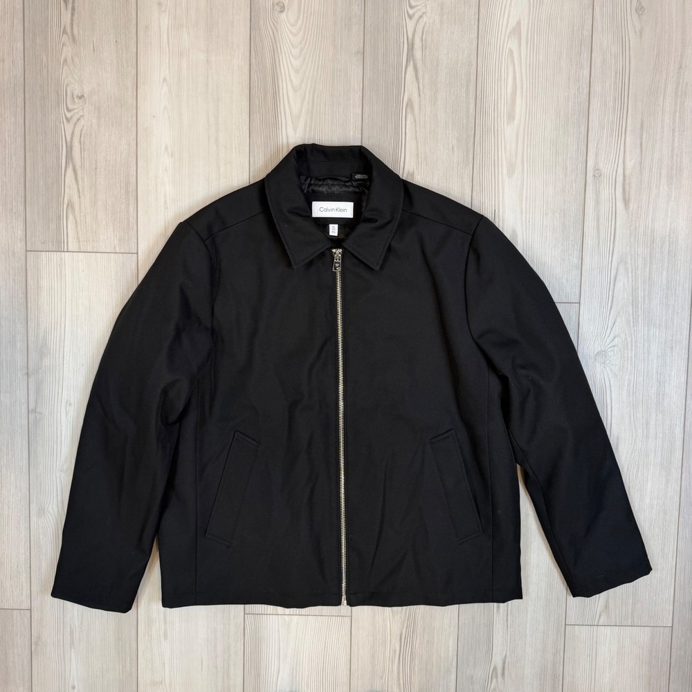 Calvin Klein Mens XL Black Quilted Lined Full Zip Harrington Jacket Outerwear